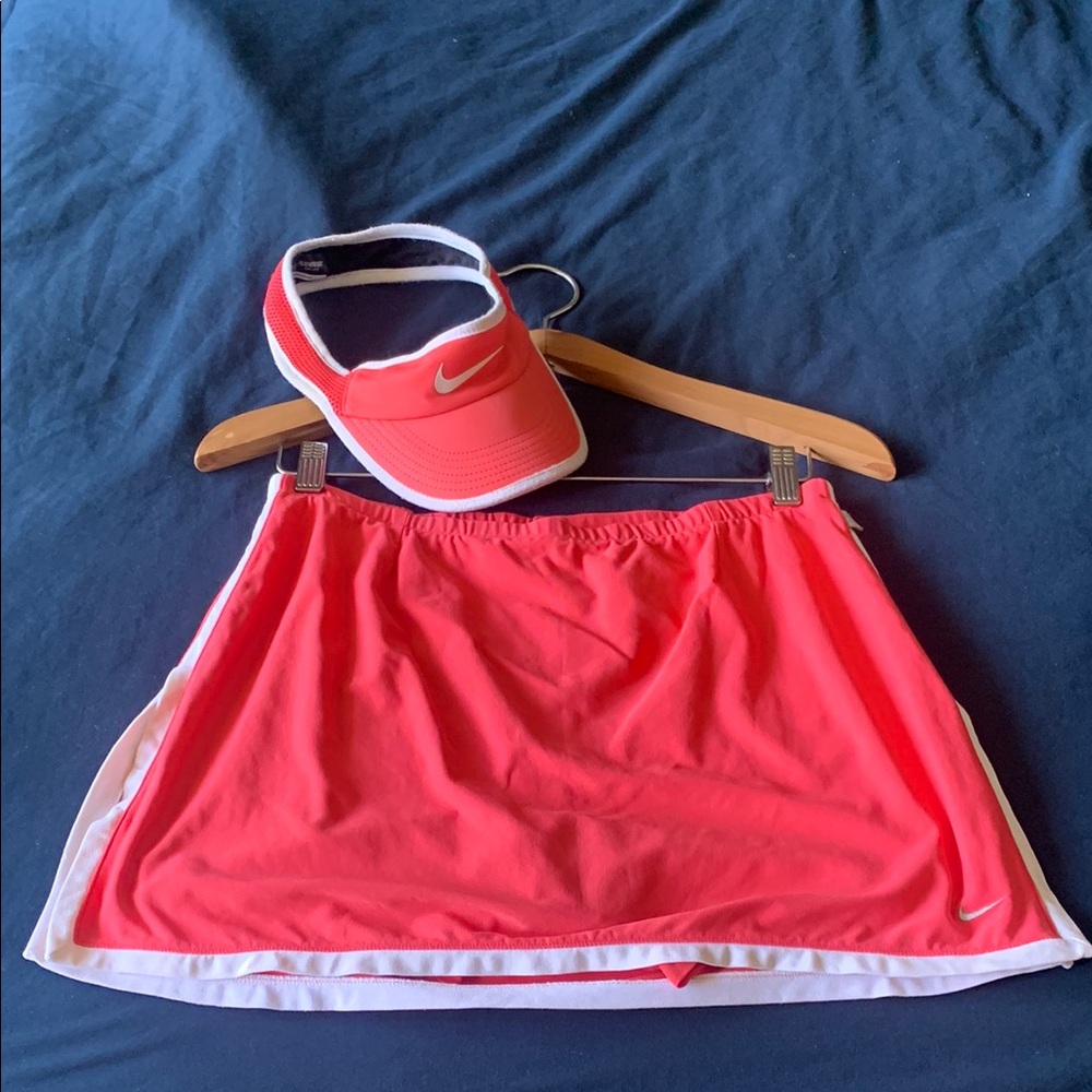 Nike orange and White Skirt with matching Visor